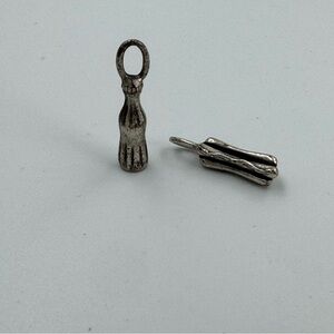 Soda & Hotdog Charms Silver Tone Cola Pop Small Bracelet Charms Necklace Pendant